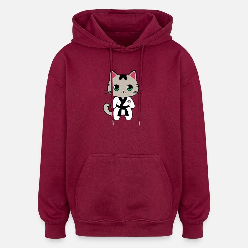 Chatons de karaté - Sweat à capuche oversize unisexe - bordeaux