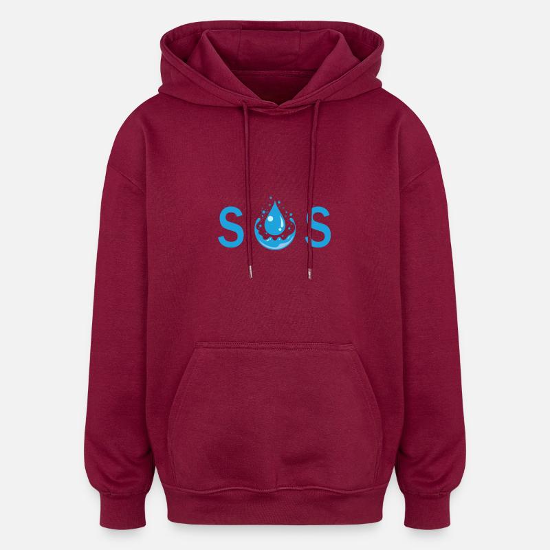 S.O.S - Sweat à capuche oversize unisexe - bordeaux