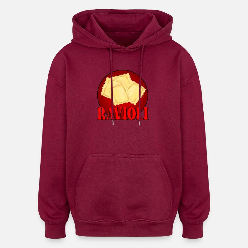 PÂTES RAVIOLIS - ITALIE - Sweat à capuche oversize unisexe - bordeaux