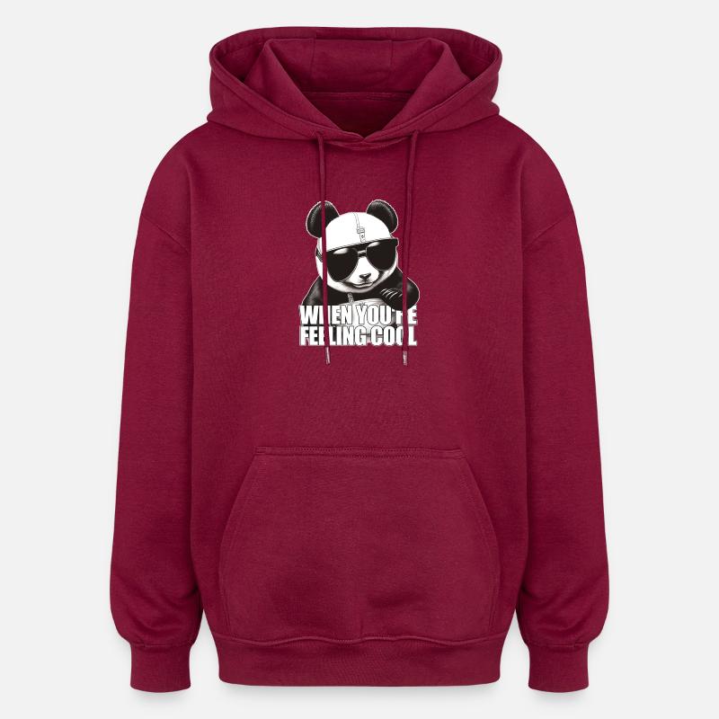 Cool panda feeling good - Oversized Unisex Hoodie - burgundy