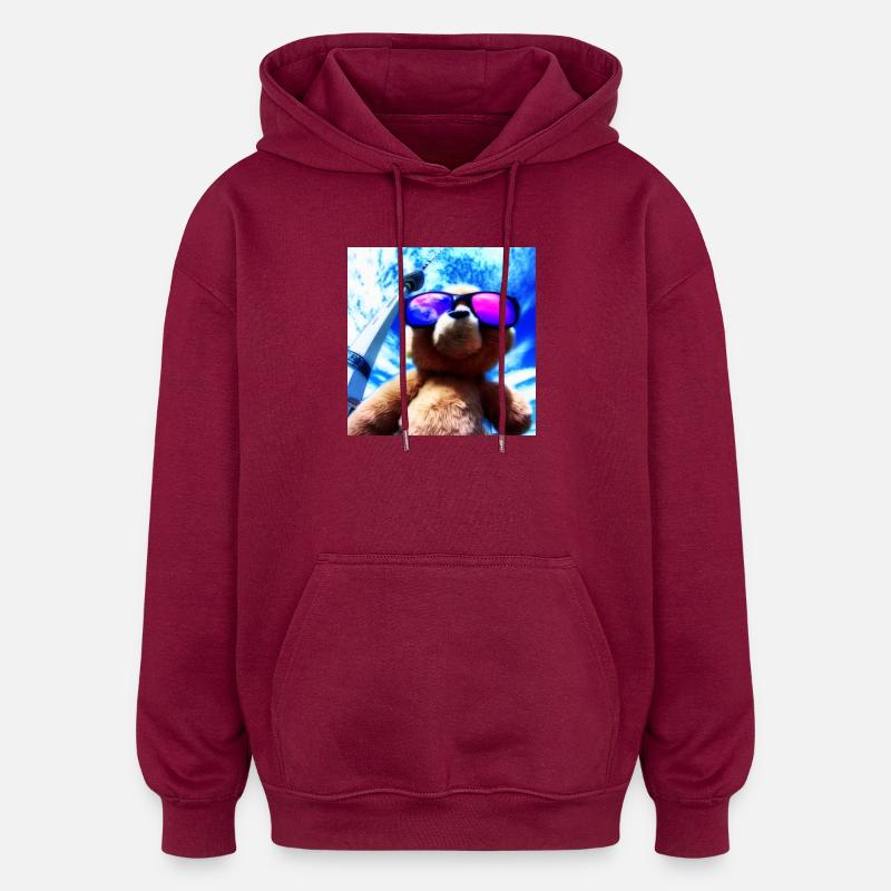 Teddy in Berlin III - Oversized Unisex Hoodie - Burgunderrot