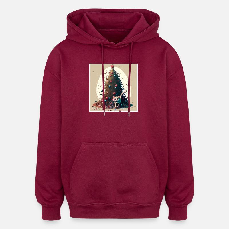 Joyeux Noël - Sweat à capuche oversize unisexe - bordeaux