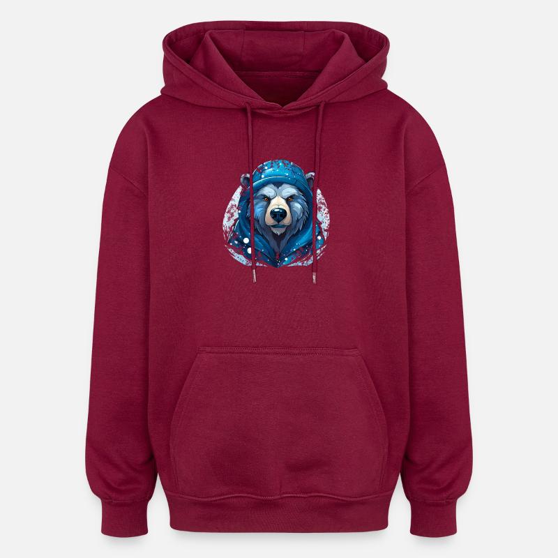 Ours des neiges - Sweat à capuche oversize unisexe - bordeaux