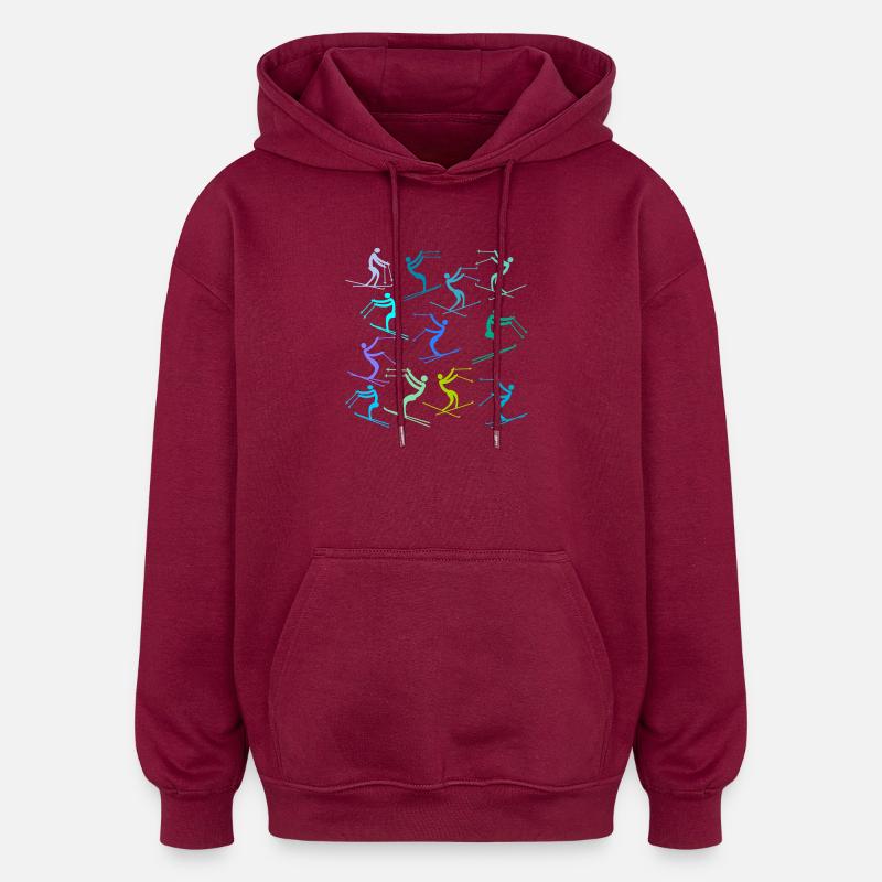 DÉBUTANTS SKI PISTES DE SKI - Sweat à capuche oversize unisexe - bordeaux