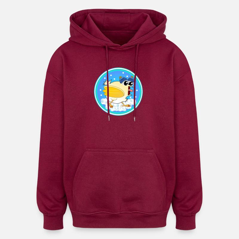 Poulets d’hiver de neige - Sweat à capuche oversize unisexe - bordeaux