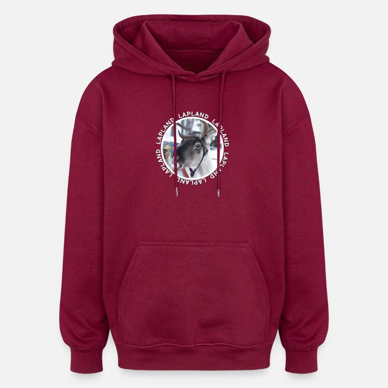 Renne de Laponie - Sweat à capuche oversize unisexe - bordeaux