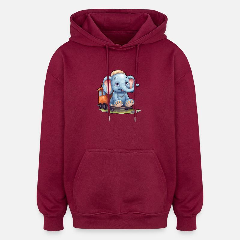 Elephant Rides Railroad Elephant - Sweat à capuche oversize unisexe - bordeaux