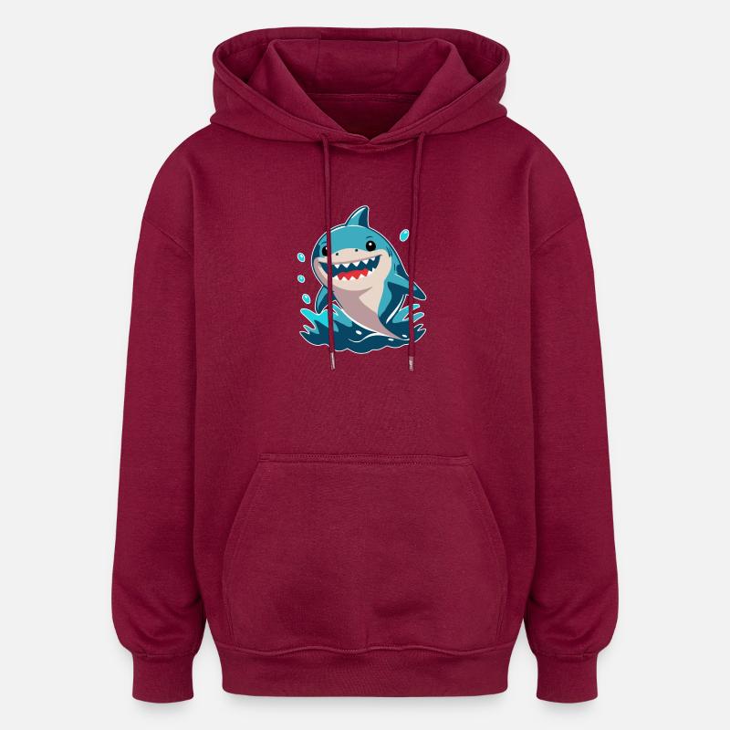 Petit requin - Sweat à capuche oversize unisexe - bordeaux