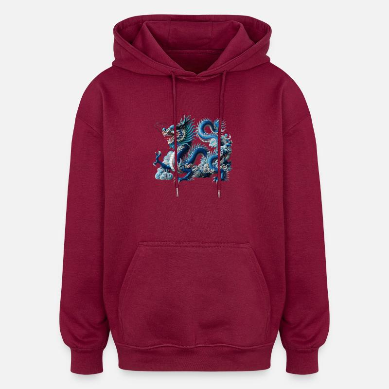 Milan bleu dans la rivière des nuages - Sweat à capuche oversize unisexe - bordeaux