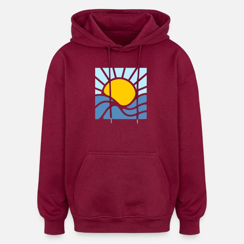 Soleil, été et mer - Sweat à capuche oversize unisexe - bordeaux