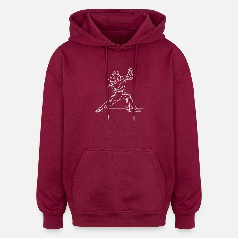 Elegante Tango-Strichkunst – Tanz mit Anmut - Oversized Unisex Hoodie - Burgunderrot