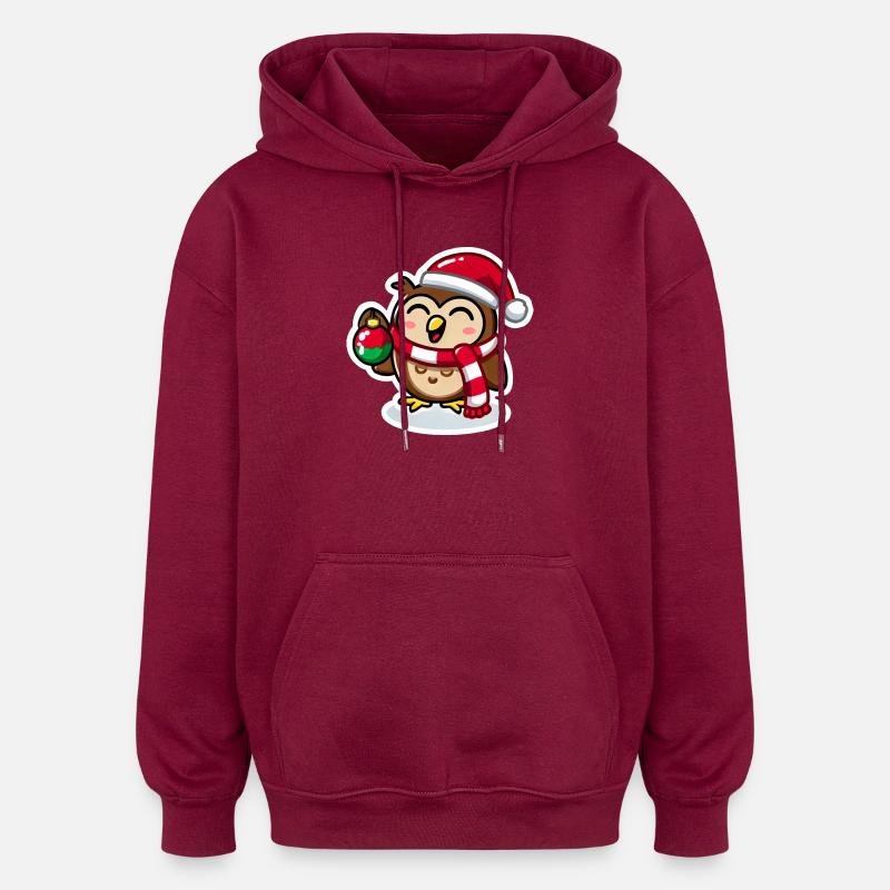 Joie de Noël hibou sage - Sweat à capuche oversize unisexe - bordeaux