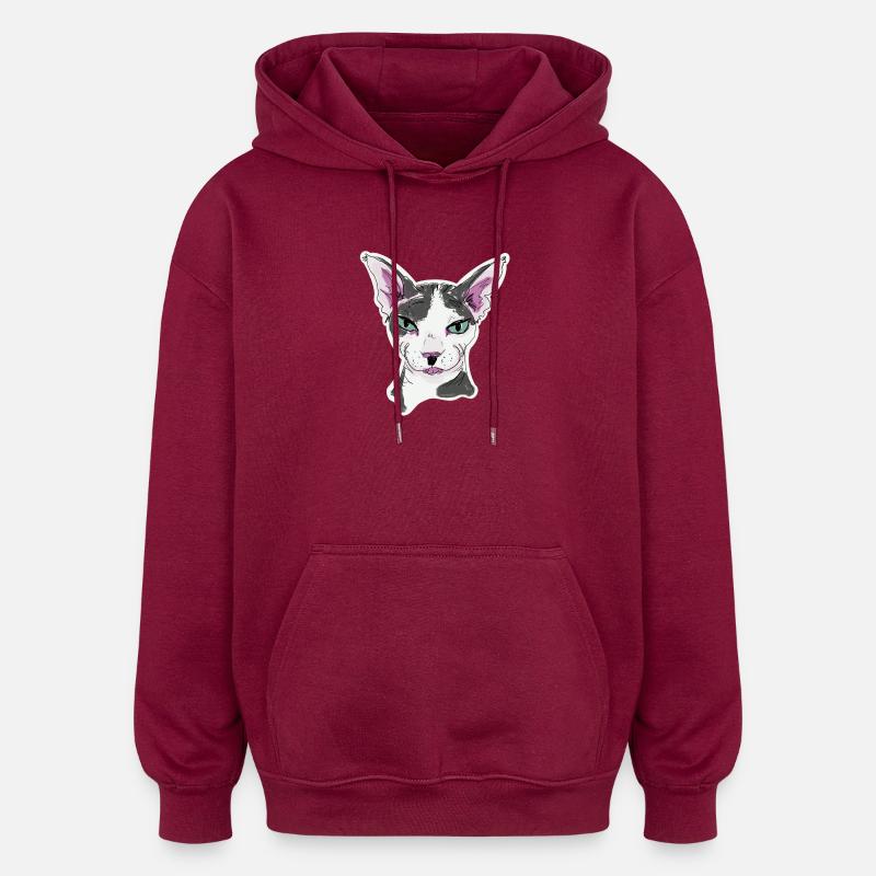 Chat Sphynx Fernando - Sweat à capuche oversize unisexe - bordeaux
