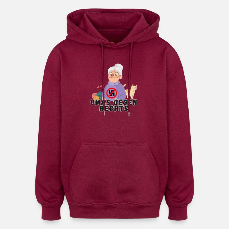 Omas gegen Rechts - Oversized Unisex Hoodie - Burgunderrot
