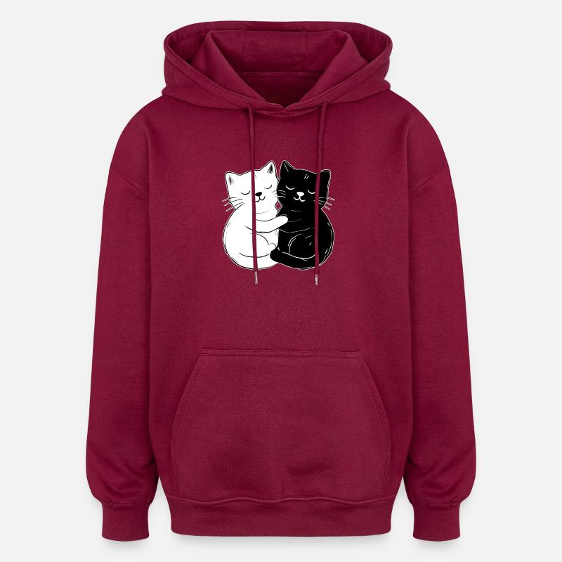 Chats mignons – simples et élégants - Sweat à capuche oversize unisexe - bordeaux