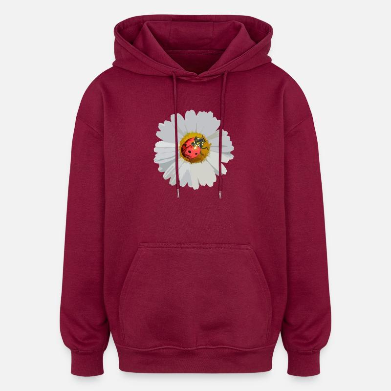 Marguerites avec motif coccinelle - Sweat à capuche oversize unisexe - bordeaux