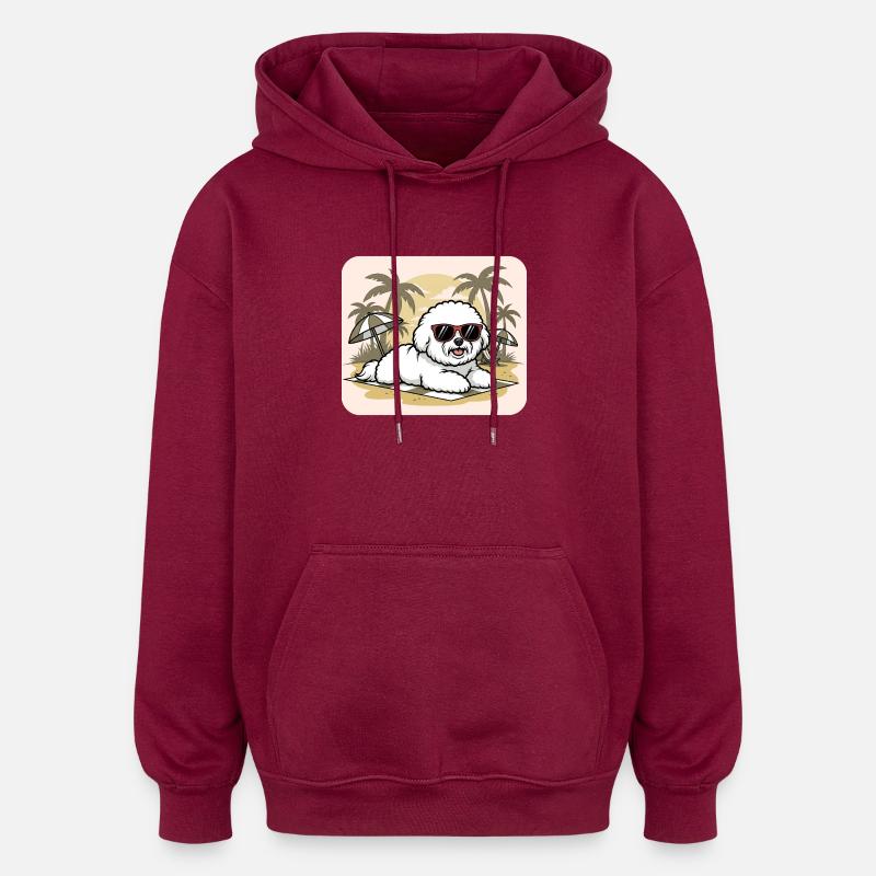 Sommer Malteser mit Sonnenbrille - Oversized Unisex Hoodie - Burgunderrot