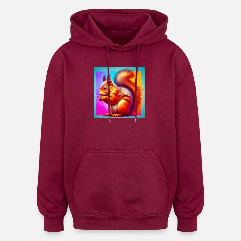 Eichhörnchen - Oversized Unisex Hoodie - Burgunderrot