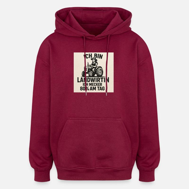 IchBinLandwirtin Traktorwitz - Oversized Unisex Hoodie - Burgunderrot