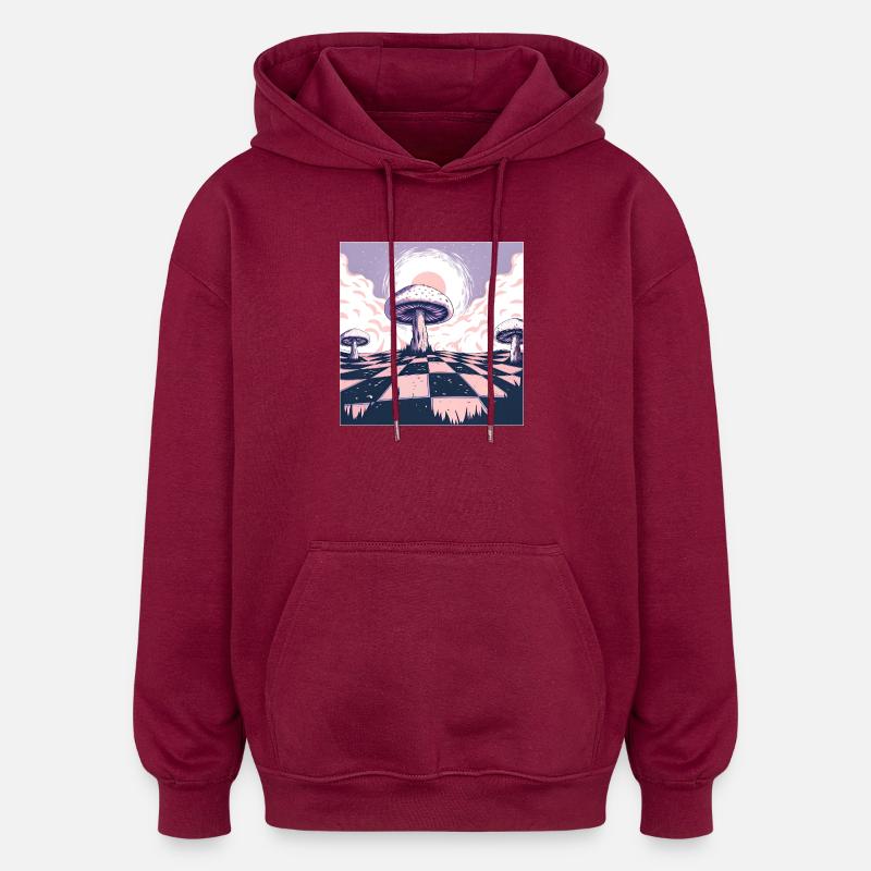 Dreamscape Champignon Pays des merveilles - Sweat à capuche oversize unisexe - bordeaux