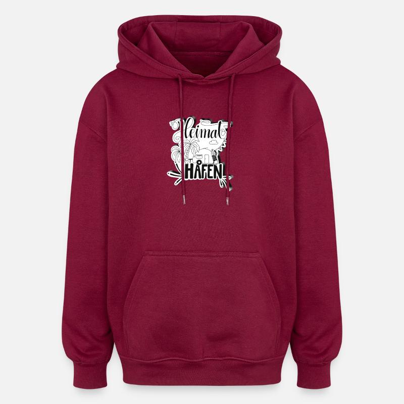 Camping Heimathafen - Oversized Unisex Hoodie - Burgunderrot