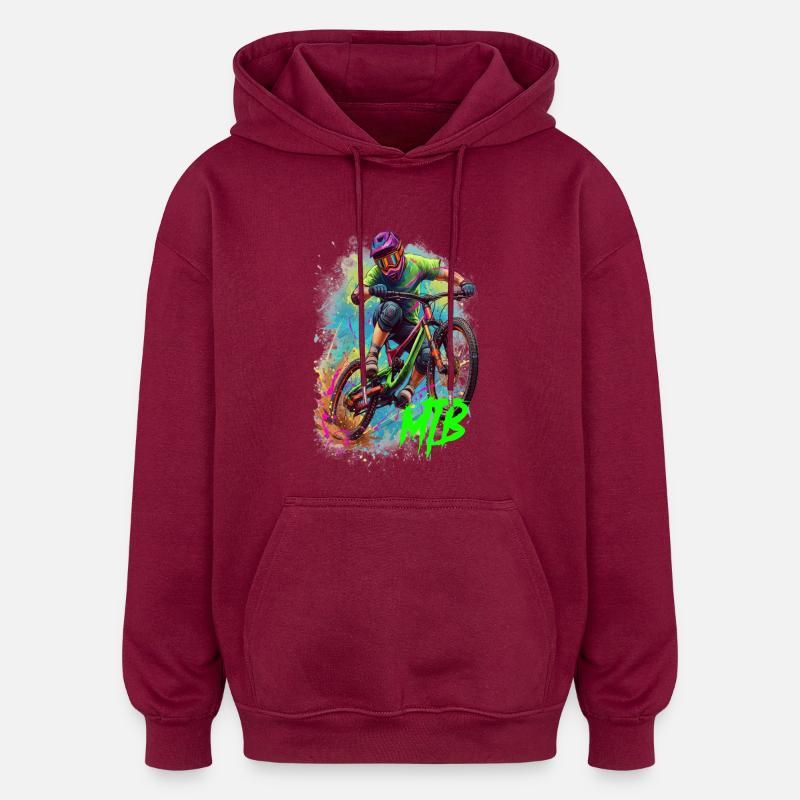 Art d'action en VTT - Sweat à capuche oversize unisexe - bordeaux