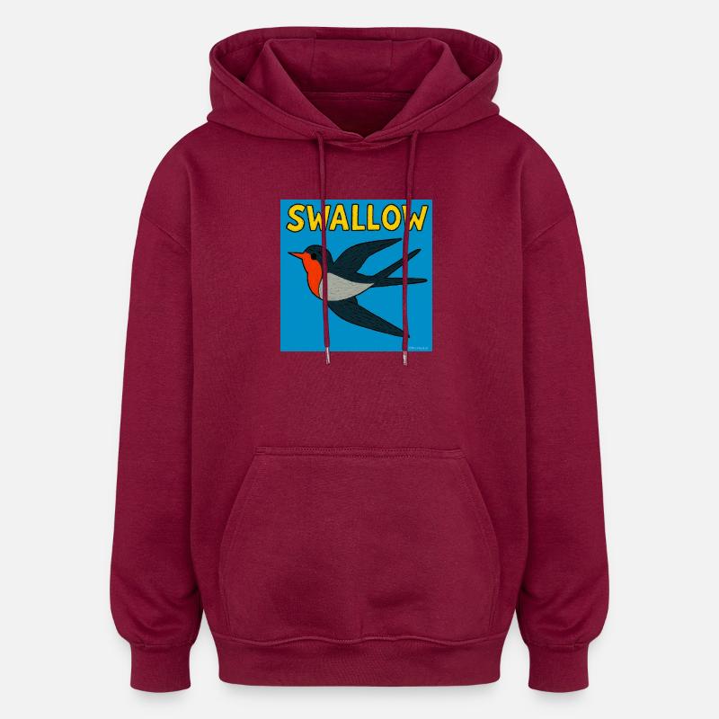 Schwalben-Kunst-Illustration - Oversized Unisex Hoodie - Burgunderrot