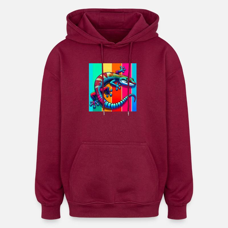 Gecko - Sweat à capuche oversize unisexe - bordeaux