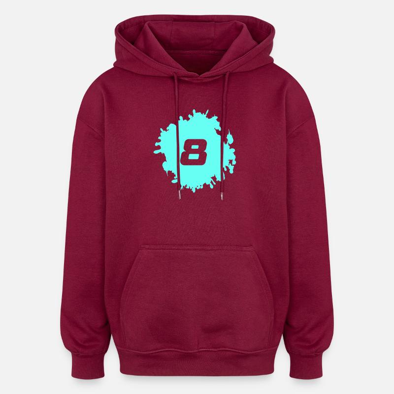 Conception de huit éclaboussures de néon - Sweat à capuche oversize unisexe - bordeaux