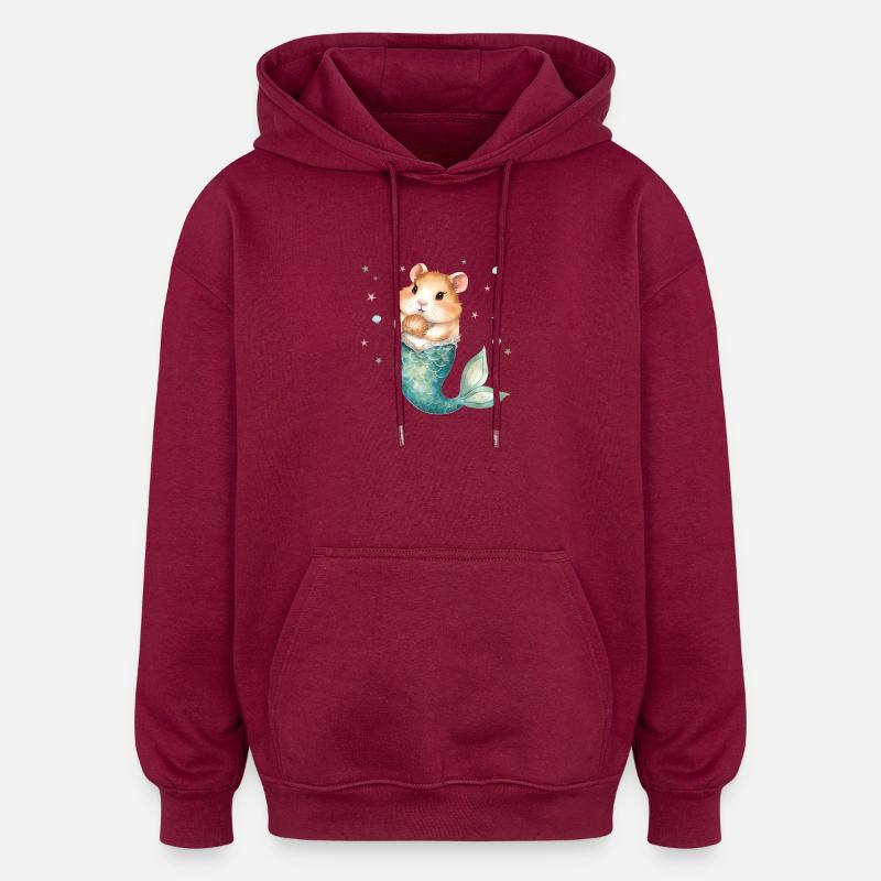 Mignon hamster sirène enfants design - Sweat à capuche oversize unisexe - bordeaux