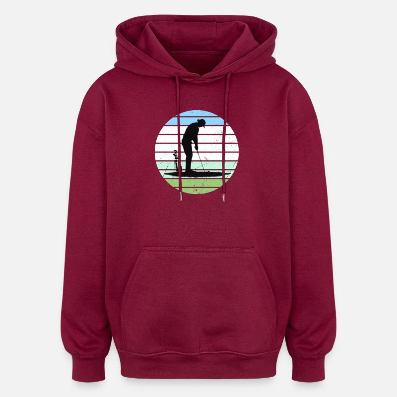 Golf silhouette in pastel circle - Oversized Unisex Hoodie - burgundy