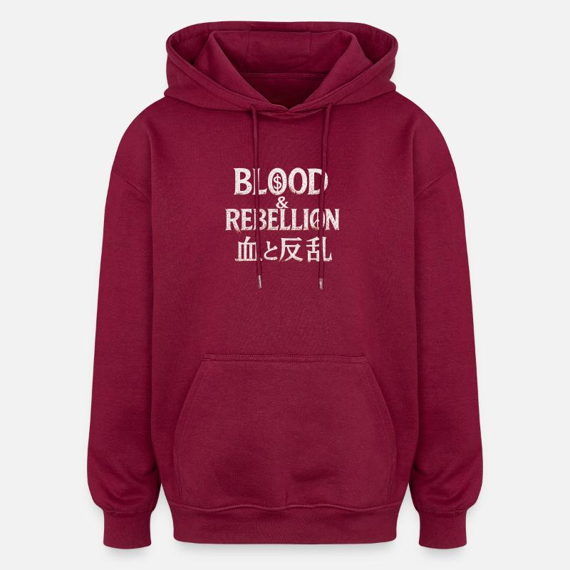Glyphes de sang et de rébellion - Sweat à capuche oversize unisexe - bordeaux