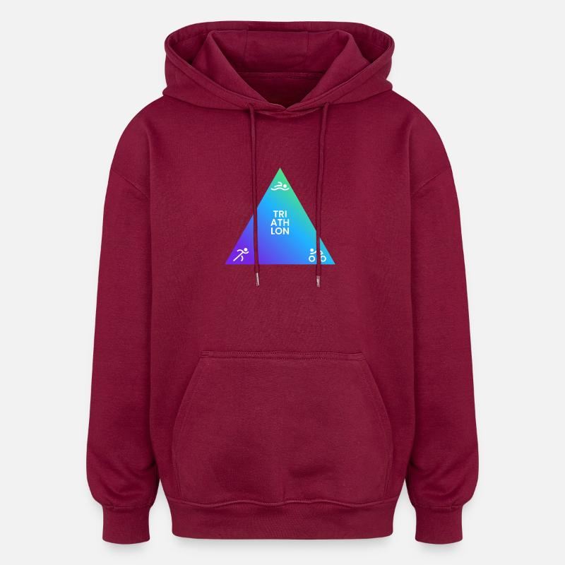 Triathlon Triangle Gradient Logo - Oversized Unisex Hoodie - burgundy