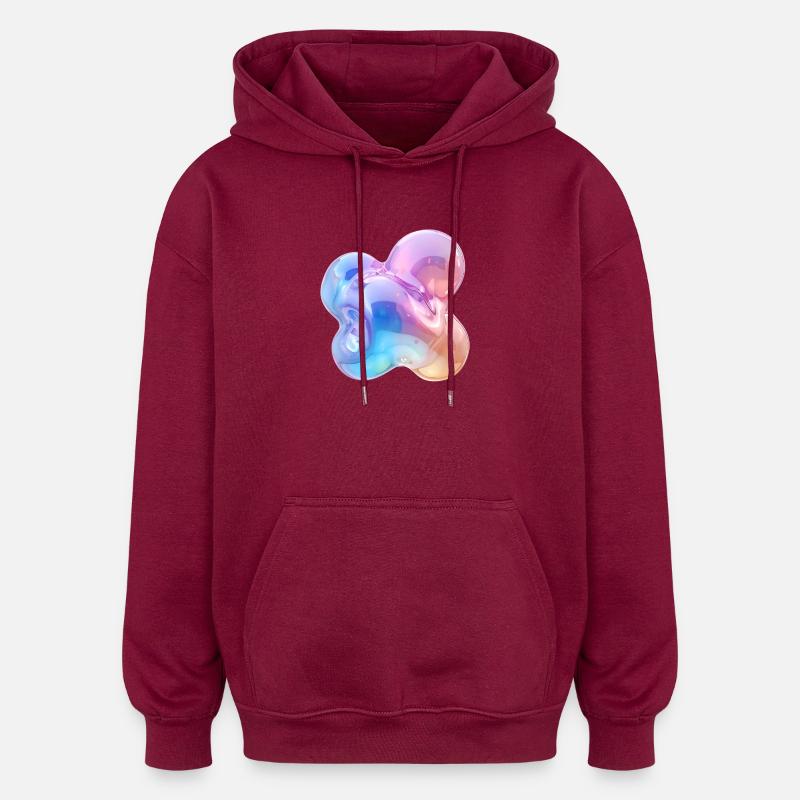 Glossy Pastel Abstract Bubble Design - Oversized Unisex Hoodie - burgundy