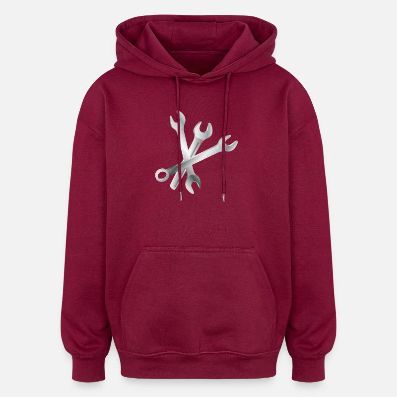 Wrench Set – Tools & Craftsmanship - Oversized Unisex Hoodie - burgundy