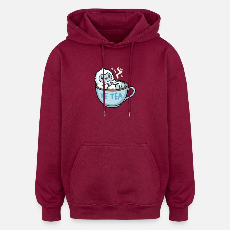 Yeti im Teebecher - Oversized Unisex Hoodie - Burgunderrot