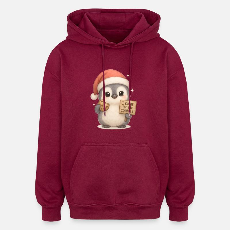 Biscuits de Noël Pingouins - Sweat à capuche oversize unisexe - bordeaux