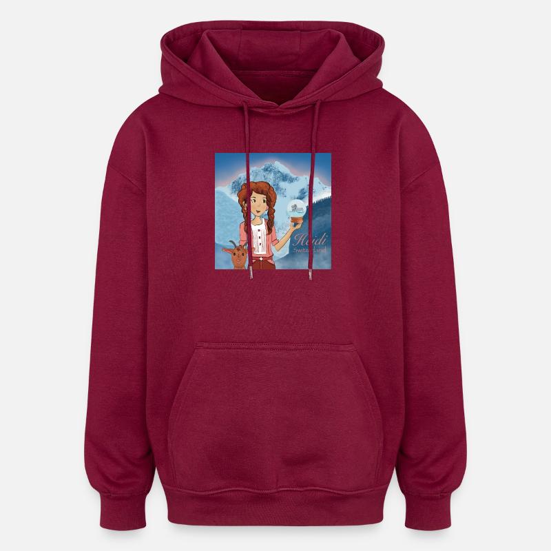 Heidi, Suisse - Sweat à capuche oversize unisexe - bordeaux