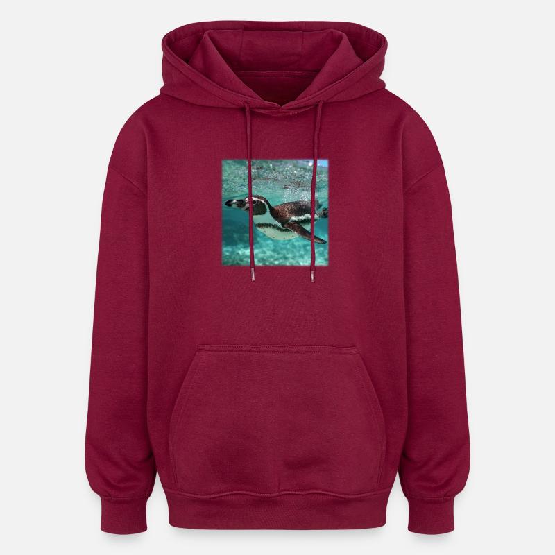 Penguin Sous-marin Turquoise Nature Nature - Sweat à capuche oversize unisexe - bordeaux
