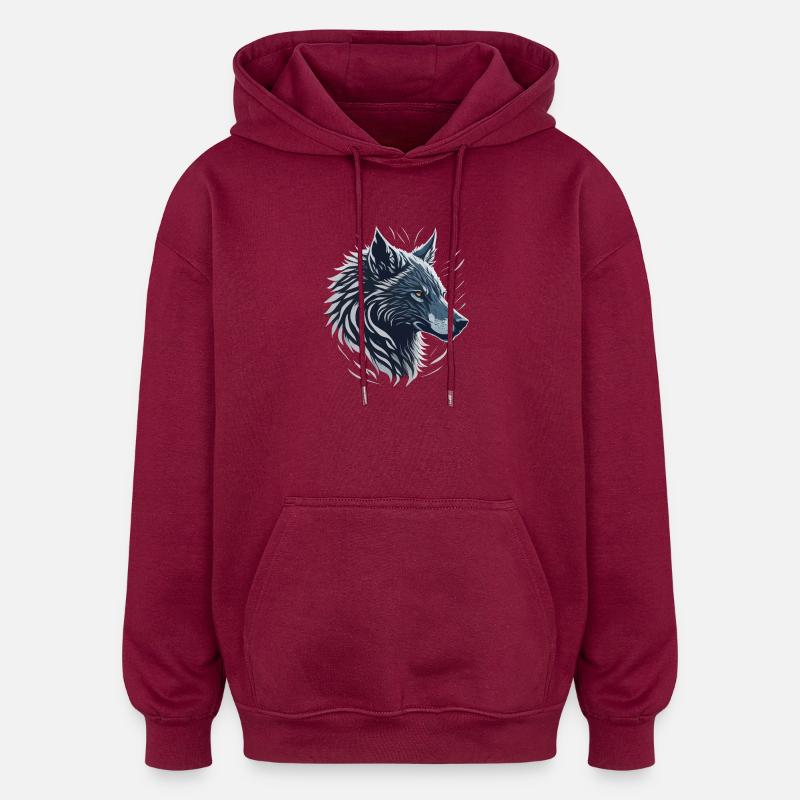 Loup bleu  - Sweat à capuche oversize unisexe - bordeaux