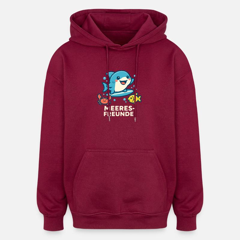 Meeresfreunde Surferfreunde - Oversized Unisex Hoodie - Burgunderrot