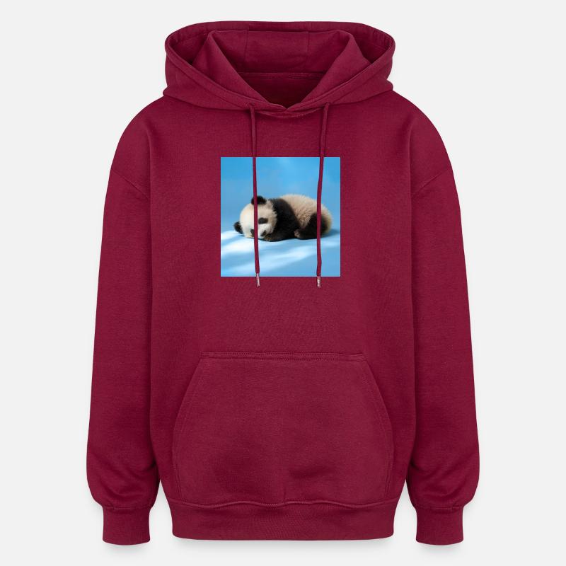 Blauer schlafender Panda - Oversized Unisex Hoodie - Burgunderrot