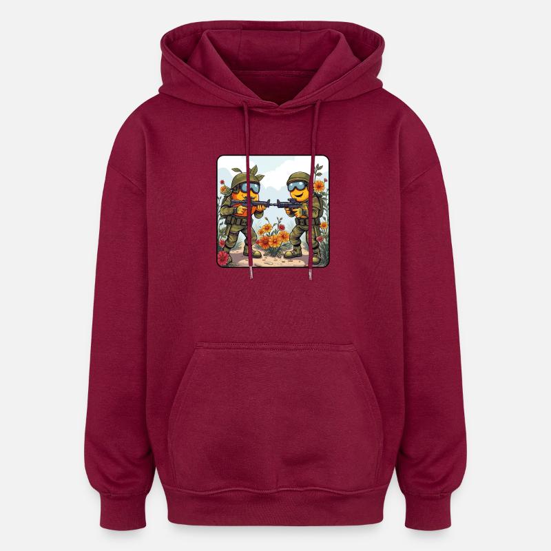 Blossom Fight Duo - Sweat à capuche oversize unisexe - bordeaux