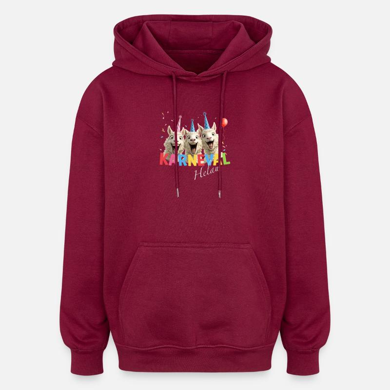 Moutons de carnaval Helau - Sweat à capuche oversize unisexe - bordeaux