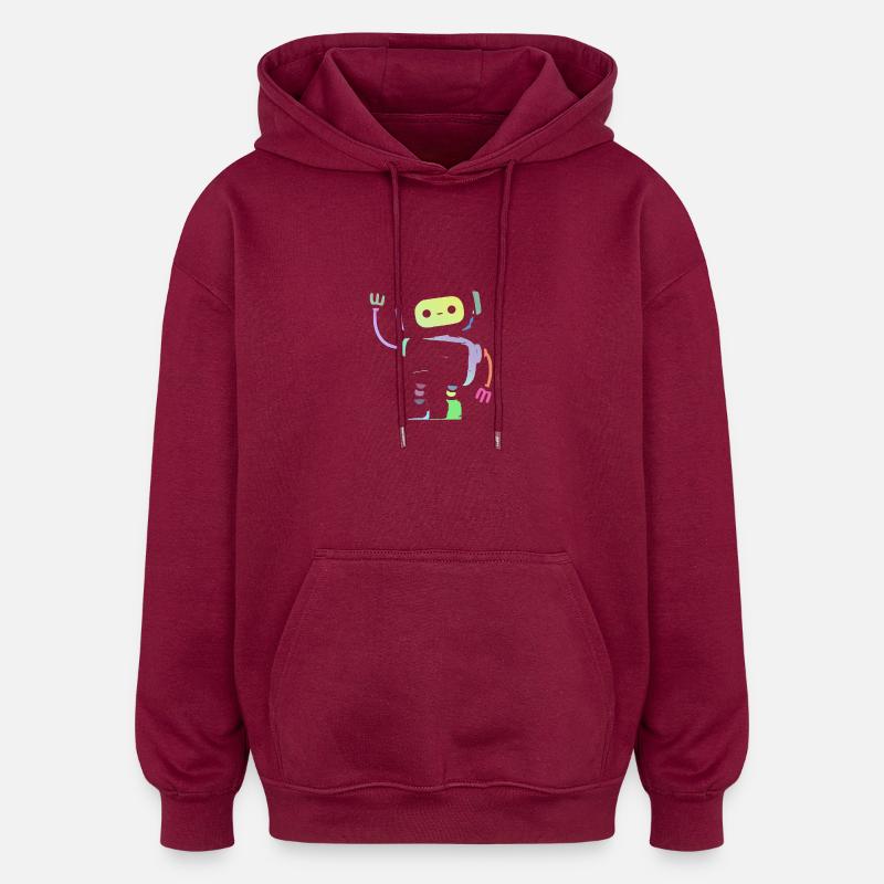 Robot pastel amusant - Sweat à capuche oversize unisexe - bordeaux