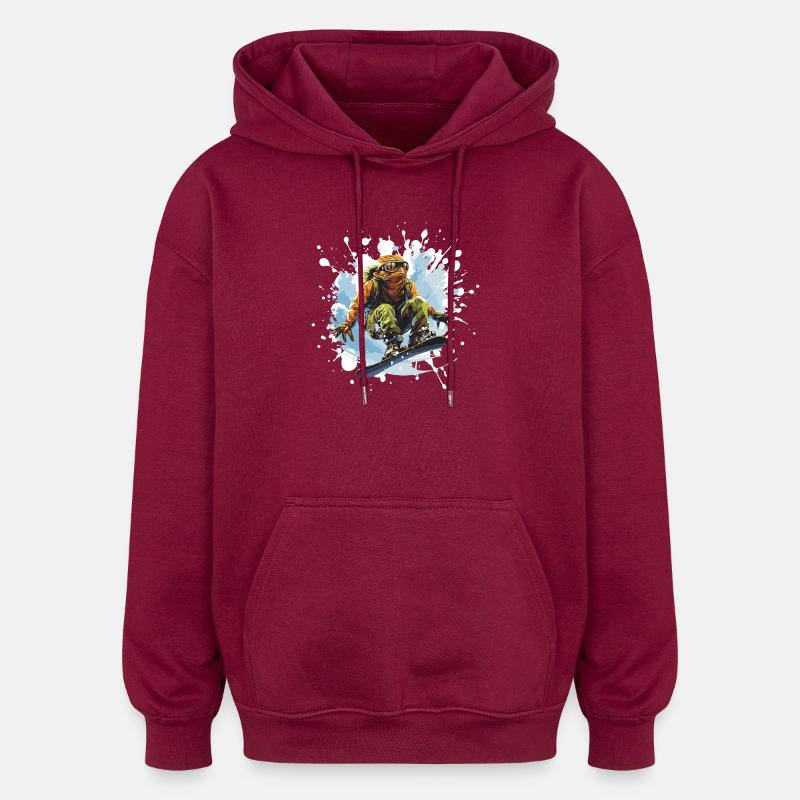 Frosch Snowboard - Oversized Unisex Hoodie - Burgunderrot
