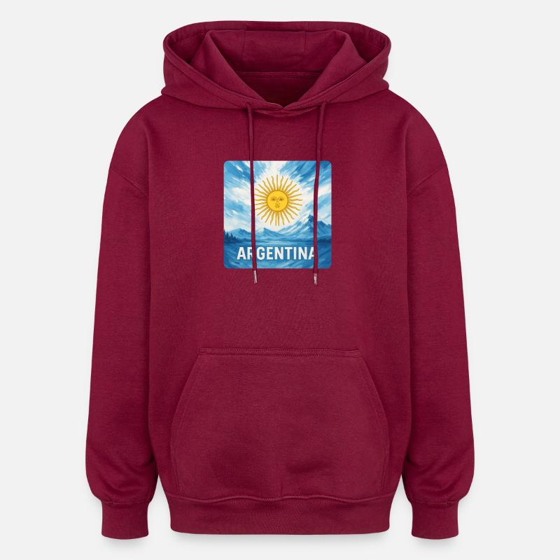 Design de voyage en Argentine - Sweat à capuche oversize unisexe - bordeaux