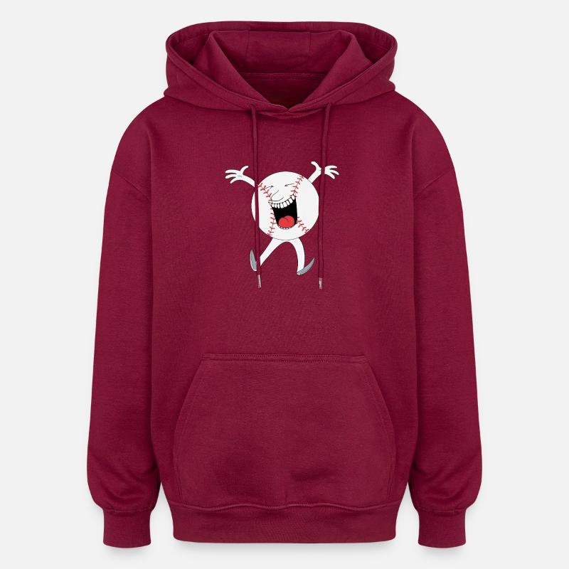 Mascotte de baseball rieur - Sweat à capuche oversize unisexe - bordeaux