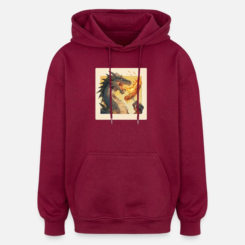 Dragegriller bratwurst - Oversize unisex hoodie - burgunder-rød