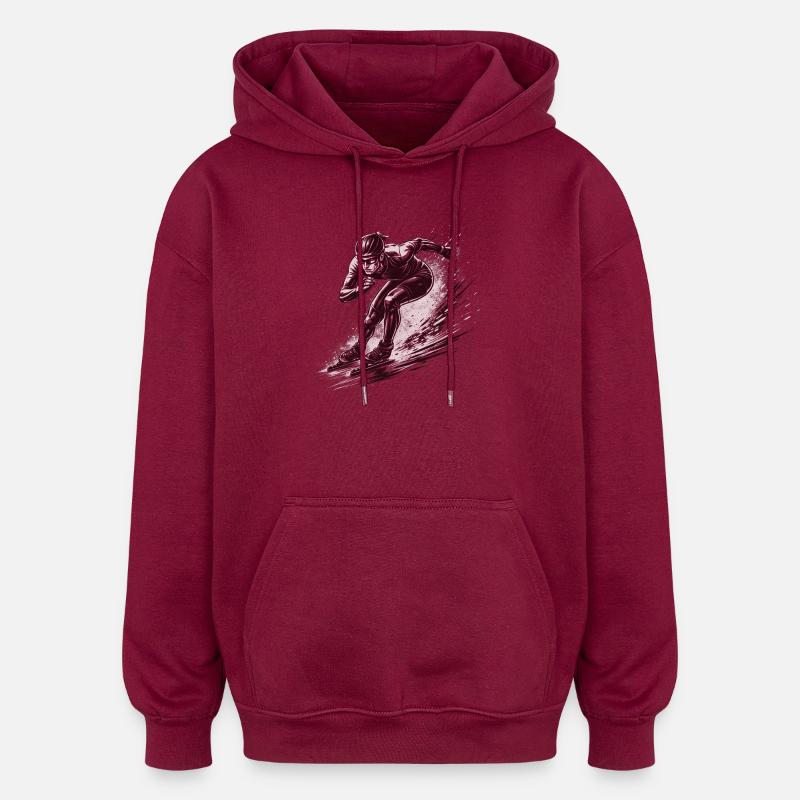 Hurtigløbere i fuld dynamik - Oversize unisex hoodie - burgunder-rød